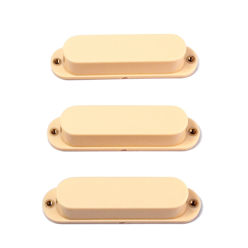 3Pcs Cream No Hole Closed Single Coil Pick Up Covers For Strat Style Electric Guitar