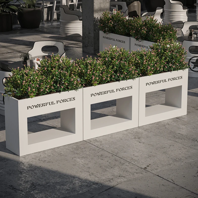 Outdoor Wrought Iron Flower Box Combination for Sales Department Plaza Commercial Street Creative External Pendulum Partition Fe