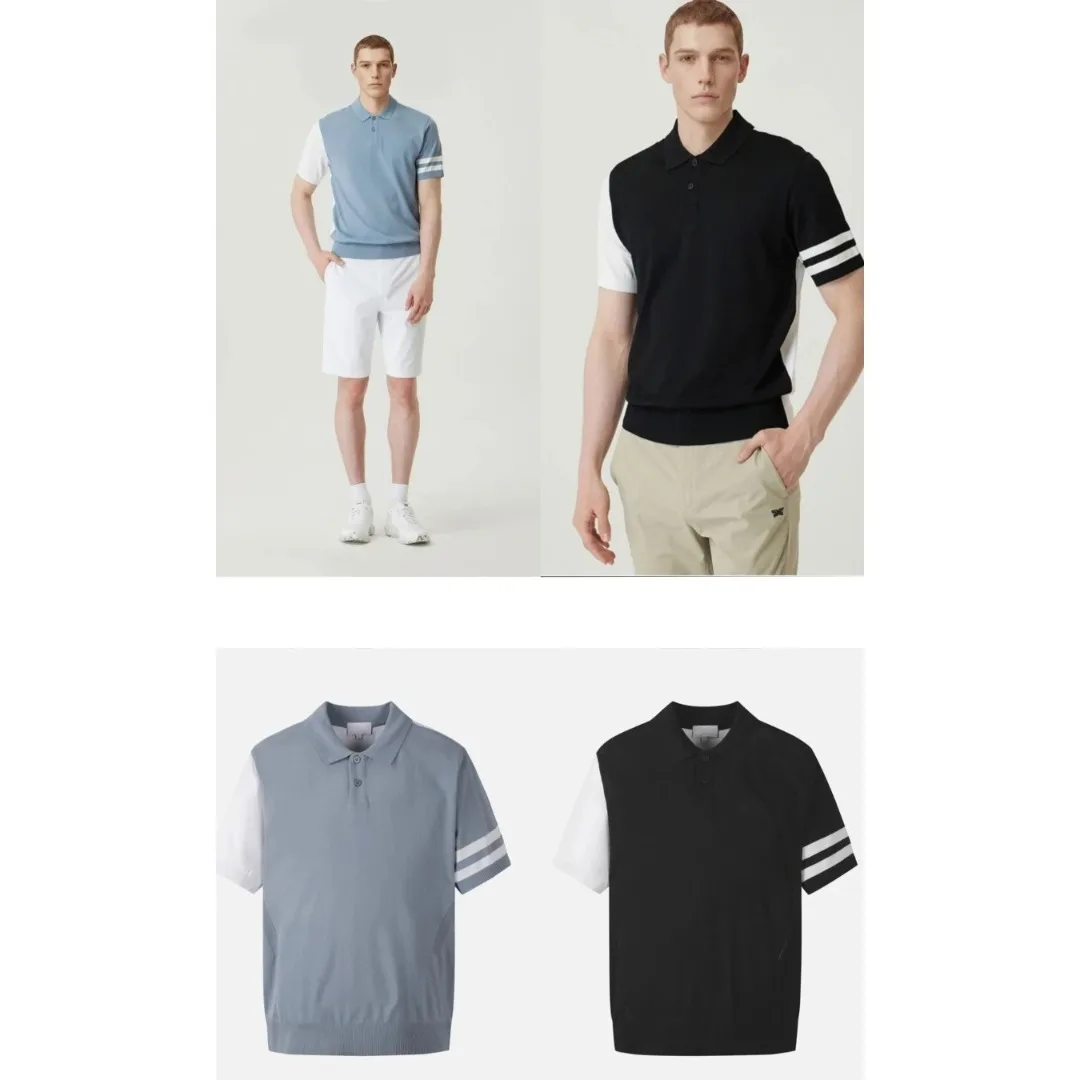 Men's Golf Short Sleeve Knit Top 2026 Fall New Korean Style Baseball Colorblock Quick-Dry Lightweight Sporty Versatile Stretch