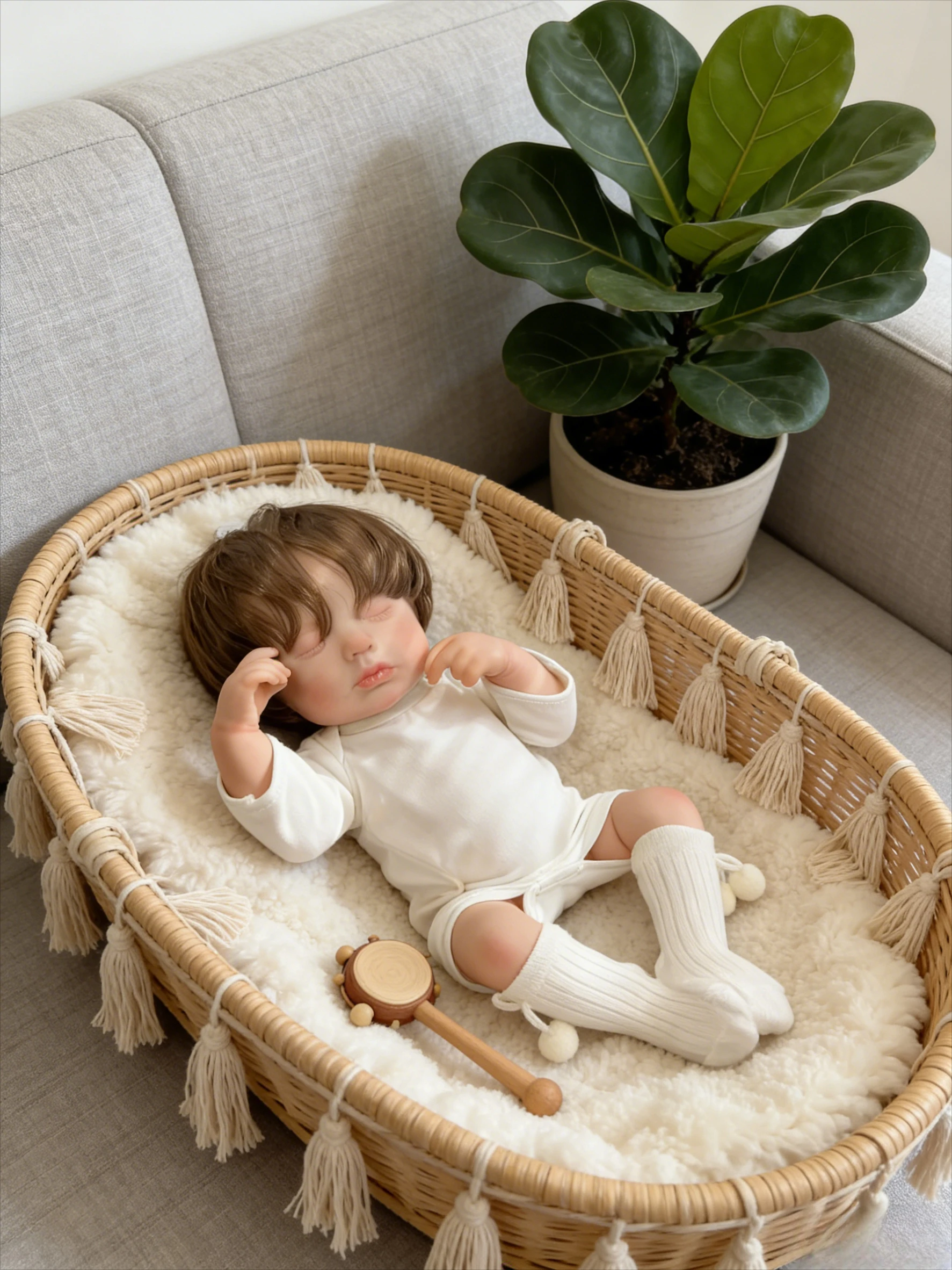 

48CM Realistic Handmade Loulou Newborn Baby Doll Full Body with 3D Painted Skin And Visible Veins Collectible Display Doll