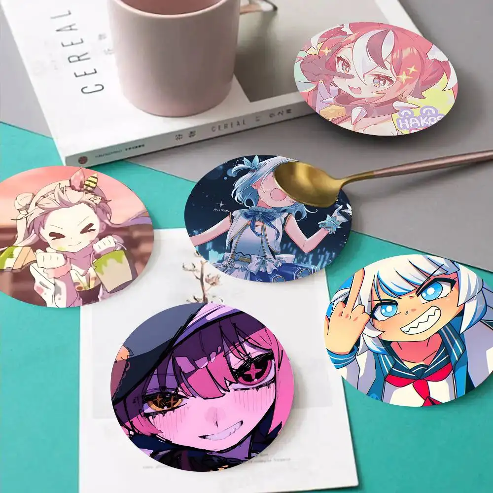 1pc Cartoon Style H-o-lolive Wooden Coaster Colour Printing Cup Mat Home Desk Decoration Gifts