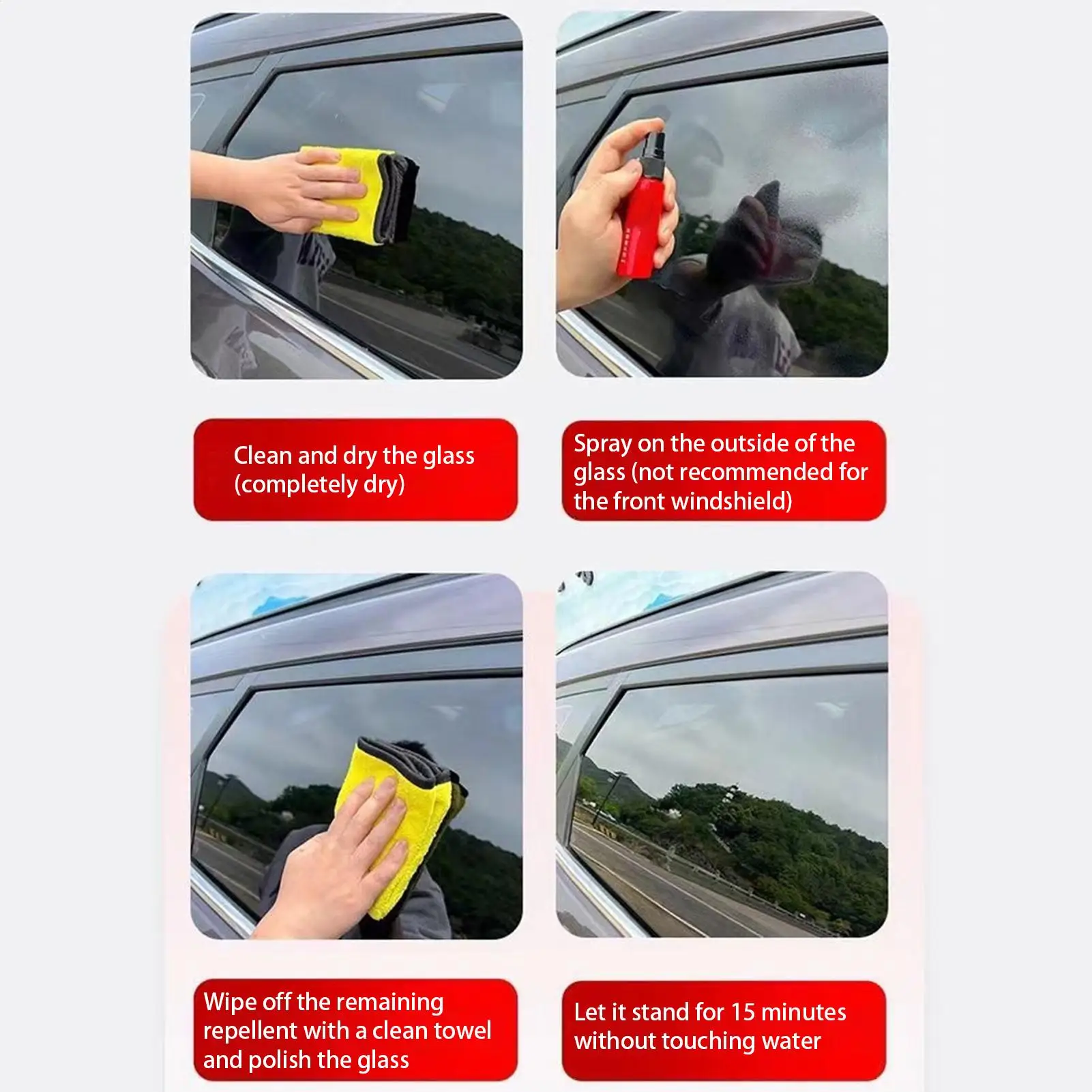 Car Glass Anti-Rain Water Repellent Spray Nano Hydrophobic Coating Waterproof Agent Oil Film Remover Auto Windshield Cleaner