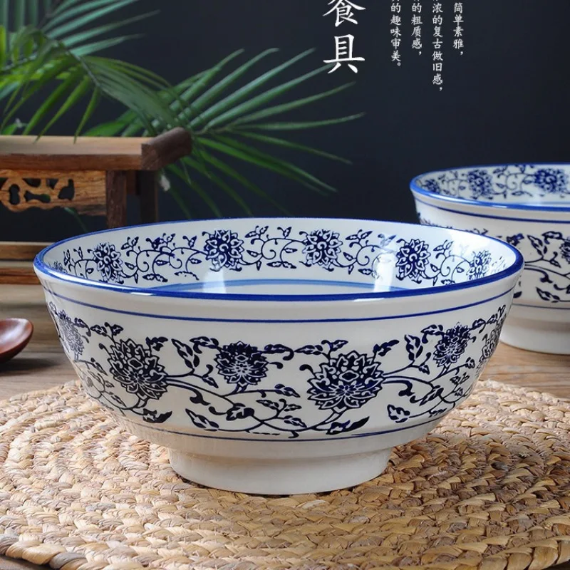 Chinese Characteristic Blue and White Porcelain Noodle Bowl Commercial Restaurant Large Bowl of Fried Noodles