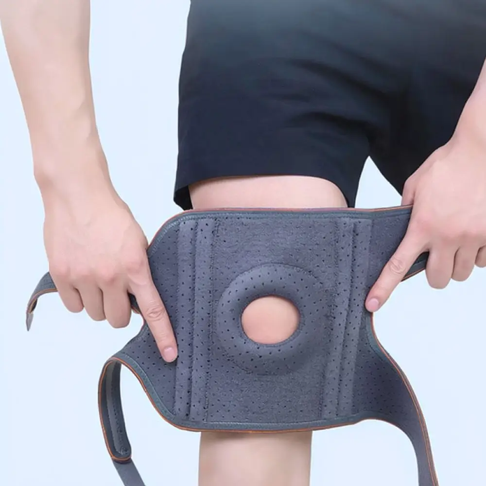 Breathable Knee Protector For Hiking Running Workout Gym Joint Support Brace With Spring Stabilizer And Silicone Anti Slip Strip