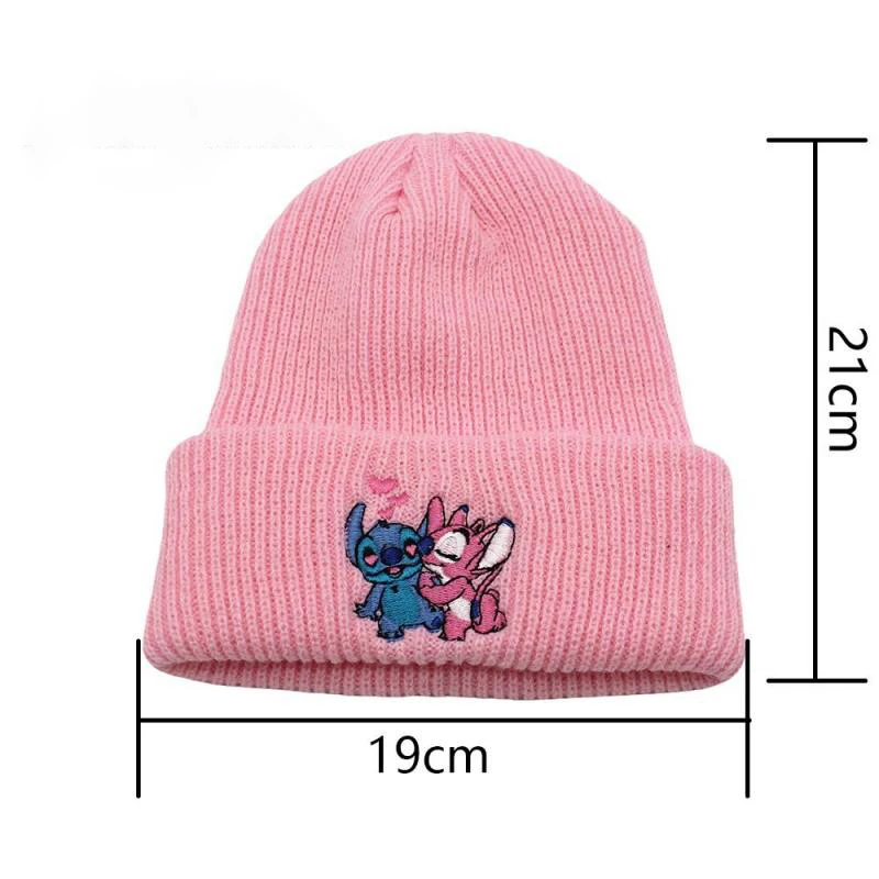 Stitch Anime Cartoon New Embroidered Knitted Hat Outdoor Warm Woolen Hat for Boys and Girls Kawaii Beanie Christmas Gift