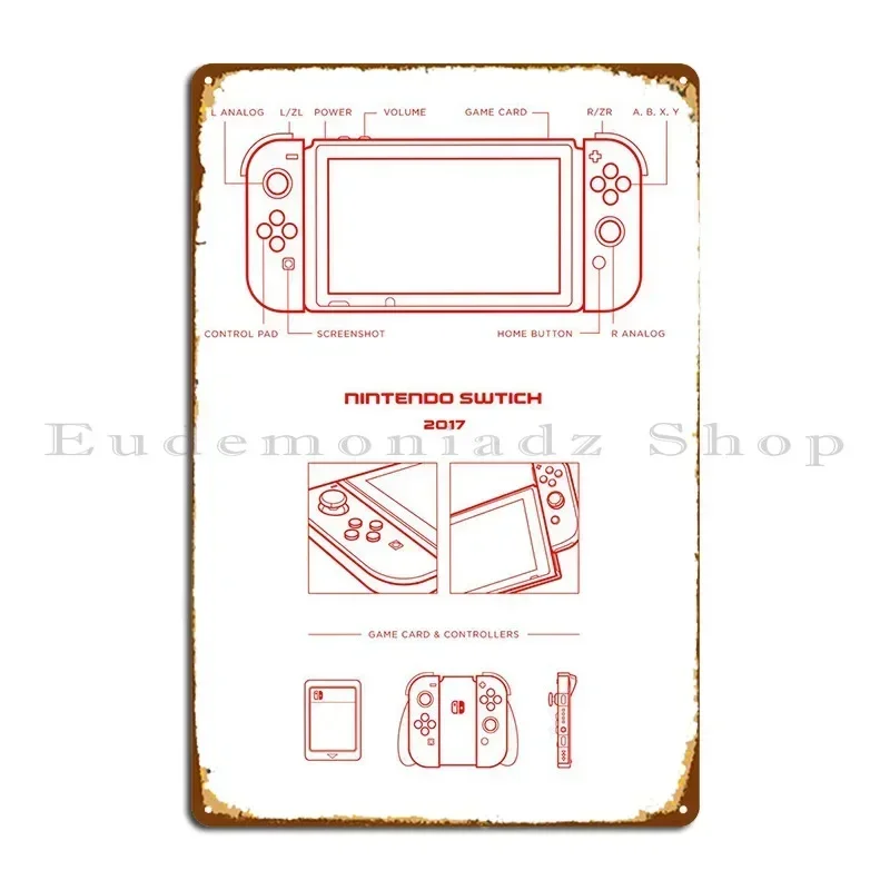 Switch Console Blueprint Metal Sign Party Personalized Garage Garage Funny Tin Sign Poster