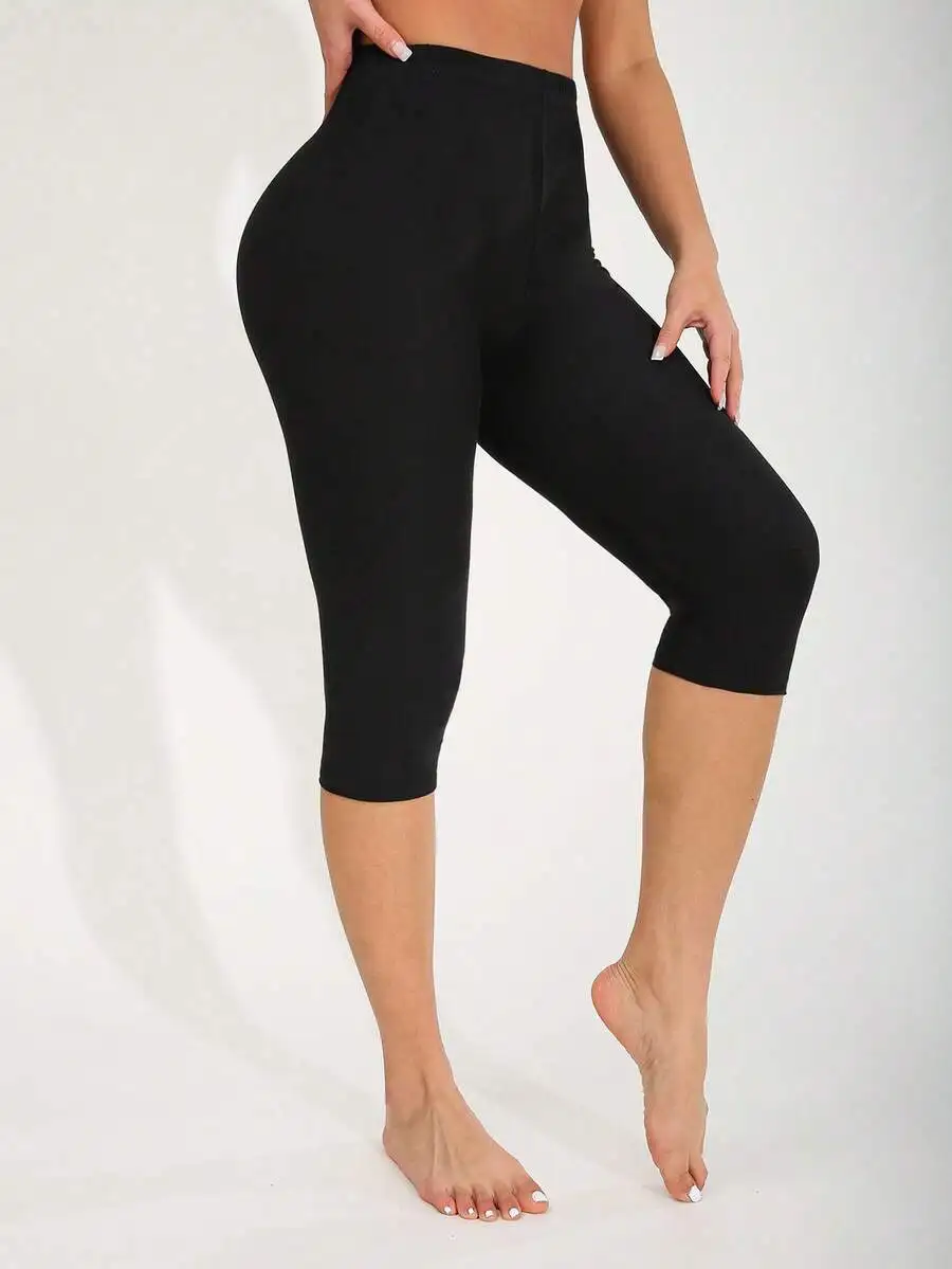 

Black 7/8 Capri Leggings For Women – High-Waisted, Ultra-Soft Stretch Fabric, Breathable Tight Fit Ideal For Yoga, Fitness,