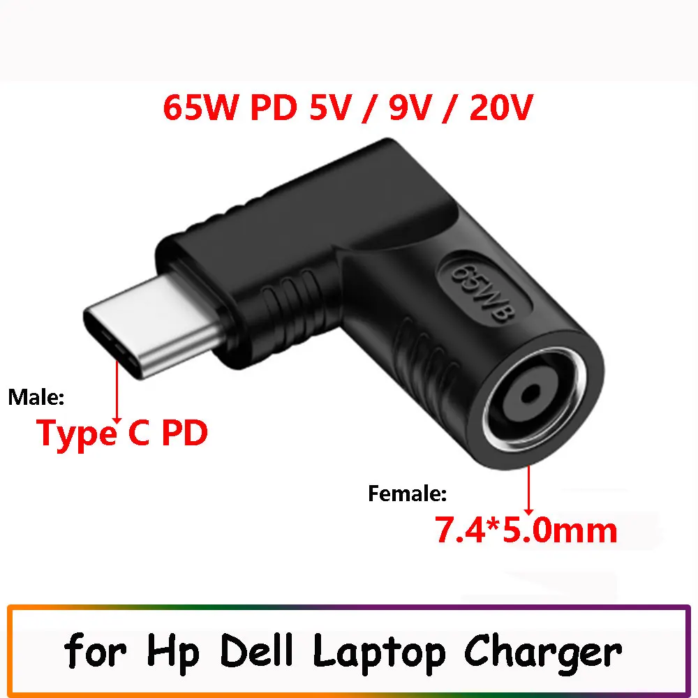 DC 7.4X5.0mm do ładowarki laptopa Hp Dell do 65W typu C USB PD Konwerter zasilacza do MacBook Huawei Hp Lenovo Xiaomi Samsung