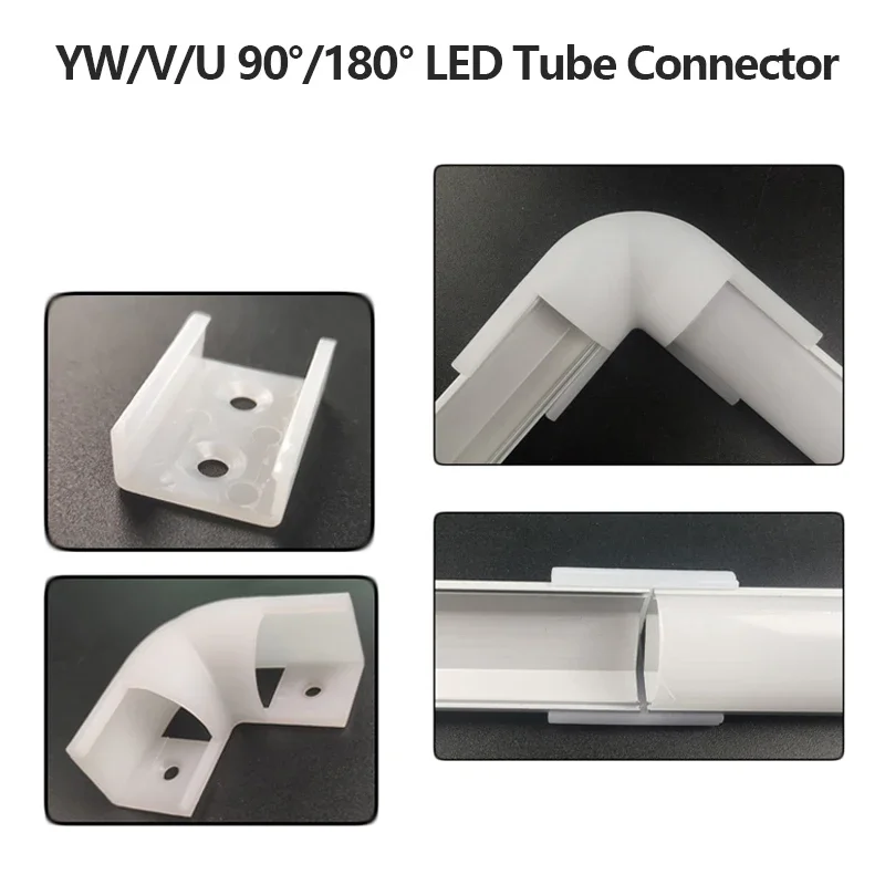 YW /U /V 90/180 Degree Plastic Holder Connector Silver Aluminum Profile LED Bar Light Channel Corner Accessories