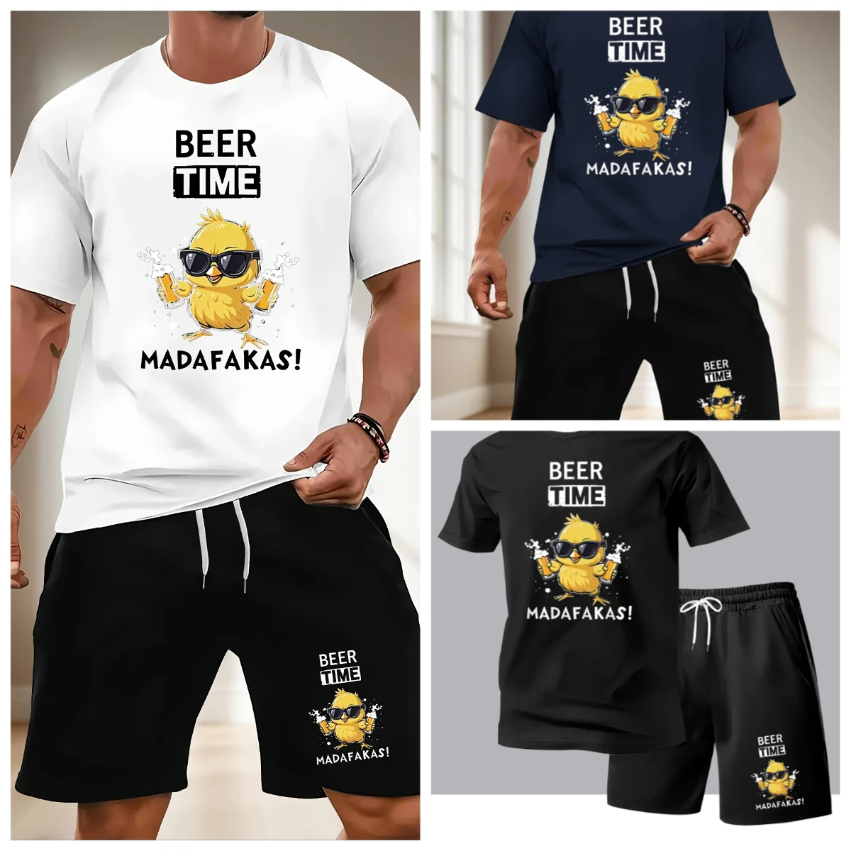 

25-26 Summer Hot-selling Fashion Trend Luxury Suit 3D Printing American Street Breathable Quick-drying T-shirt Shorts Set