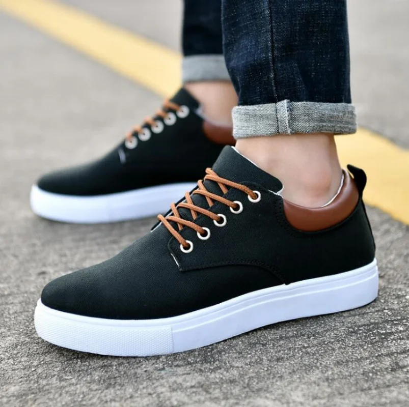 Men Shoes Canvas Sneakers Flats Lace up Leisure Loafers Fashion Comfort Rubber Sole Non Slip Sneakers Size 39-46