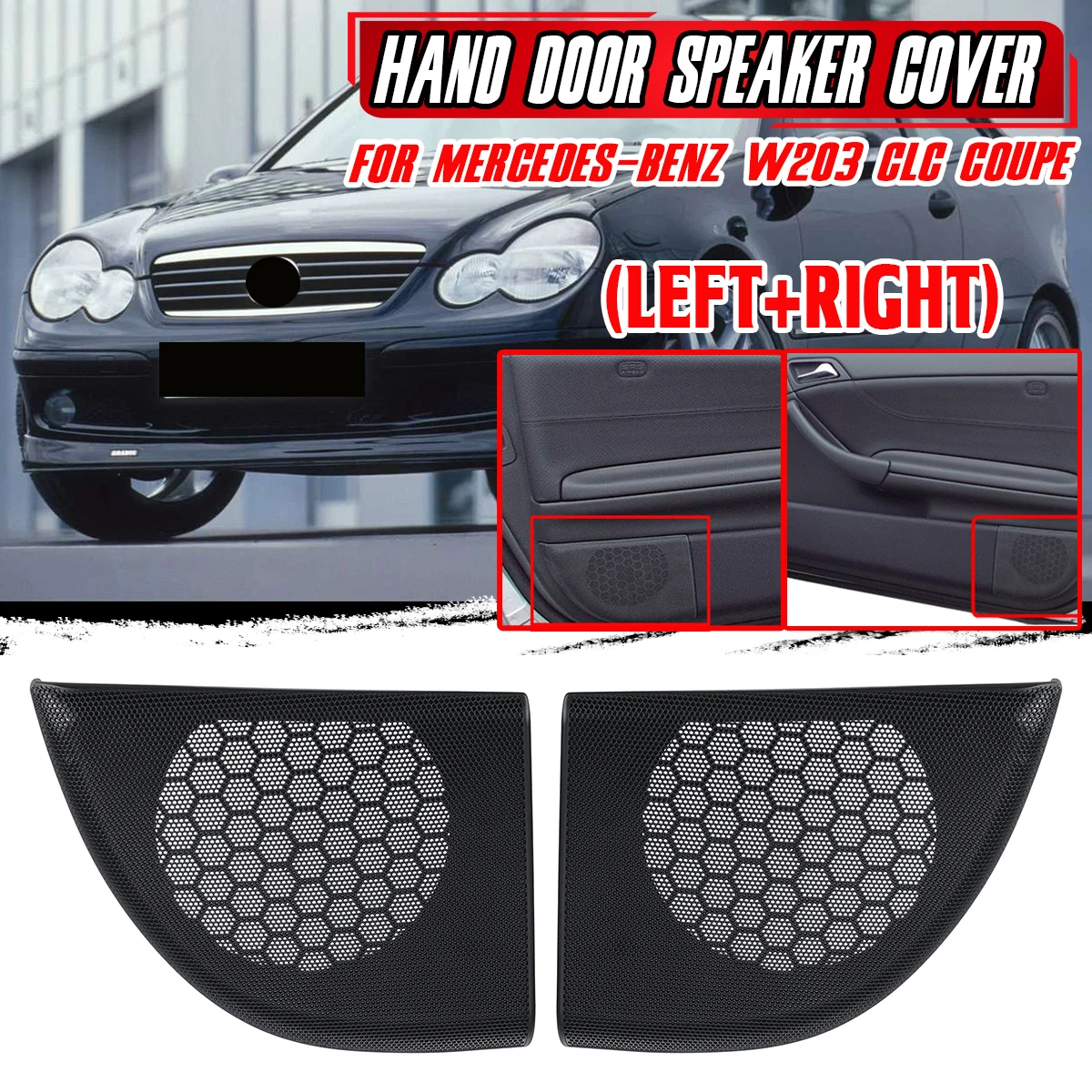 A20372703889051 W203 Car Side Door Hand Door Speaker Cover Horn Cover Trim For Mercedes For Benz W203 CLC Coupe 2Dr