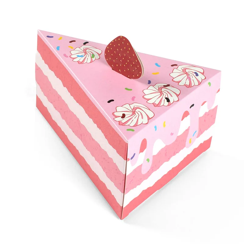 8Pcs Pink Cake Shaped Cookie Cracker Box Paper Gift Boxes Baby Shower Favors Treat Kids Birthday Party Dessert Packaging Box