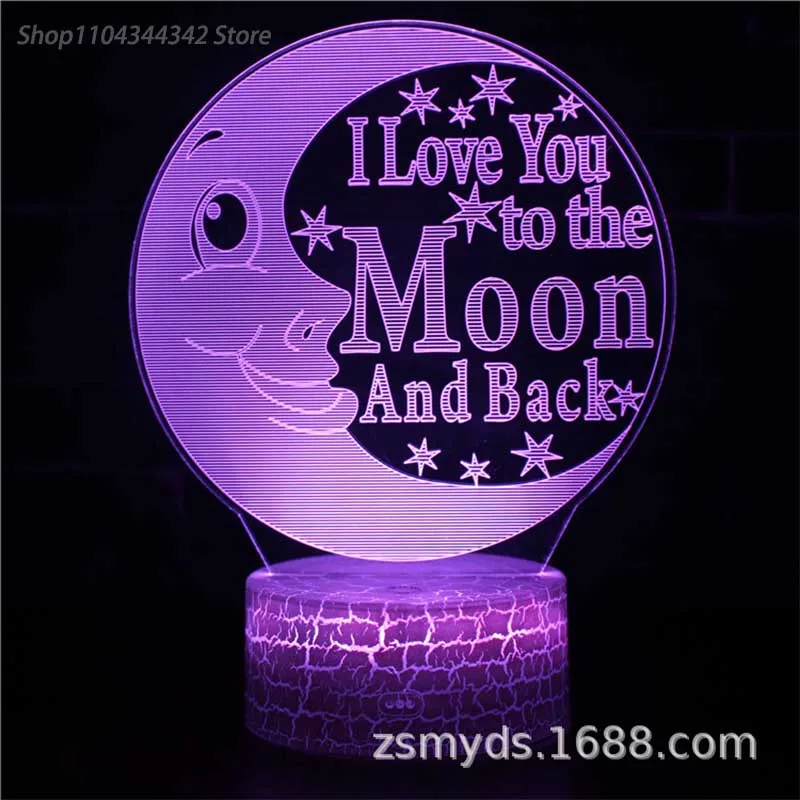 3D Moon Night Light ห้องนั่งเล่นห้องนอนสร้างสรรค์เด็กของขวัญตกแต่ง USB บรรยากาศ Light