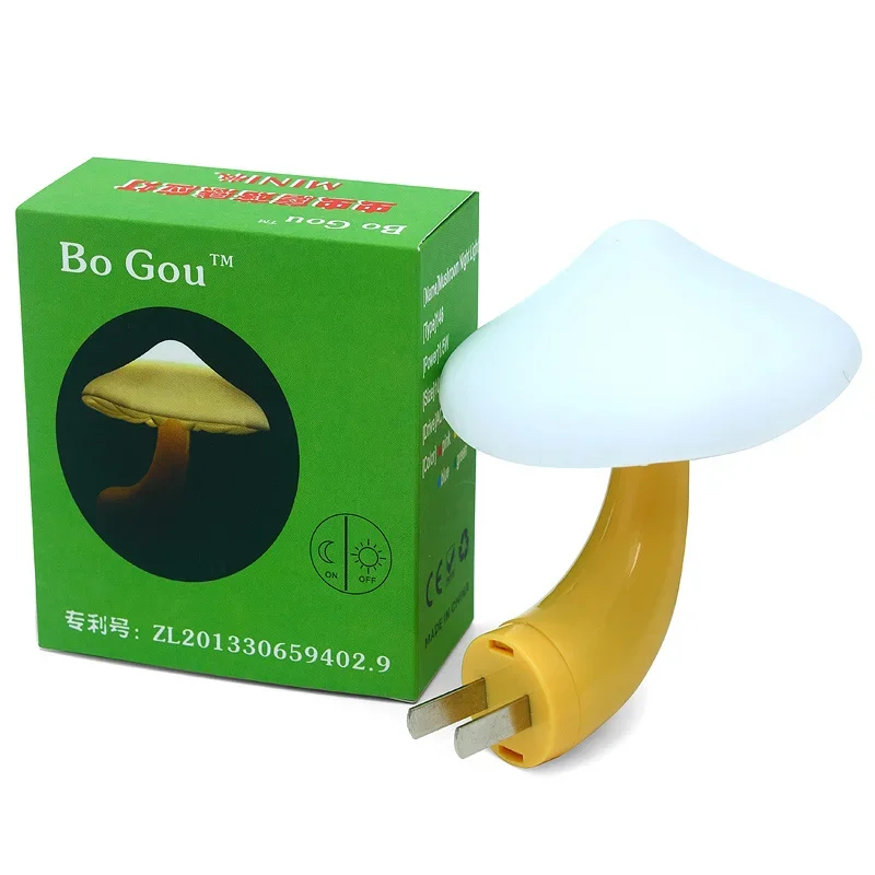 Pilzförmige LED-Nachtlampe mit automatischem Sensor, Wandlampe, US-Stecker, Schlafzimmer-Nachttischlampe, Mini-Lampe für Kinderzimmer, Dekoration – Detail 12