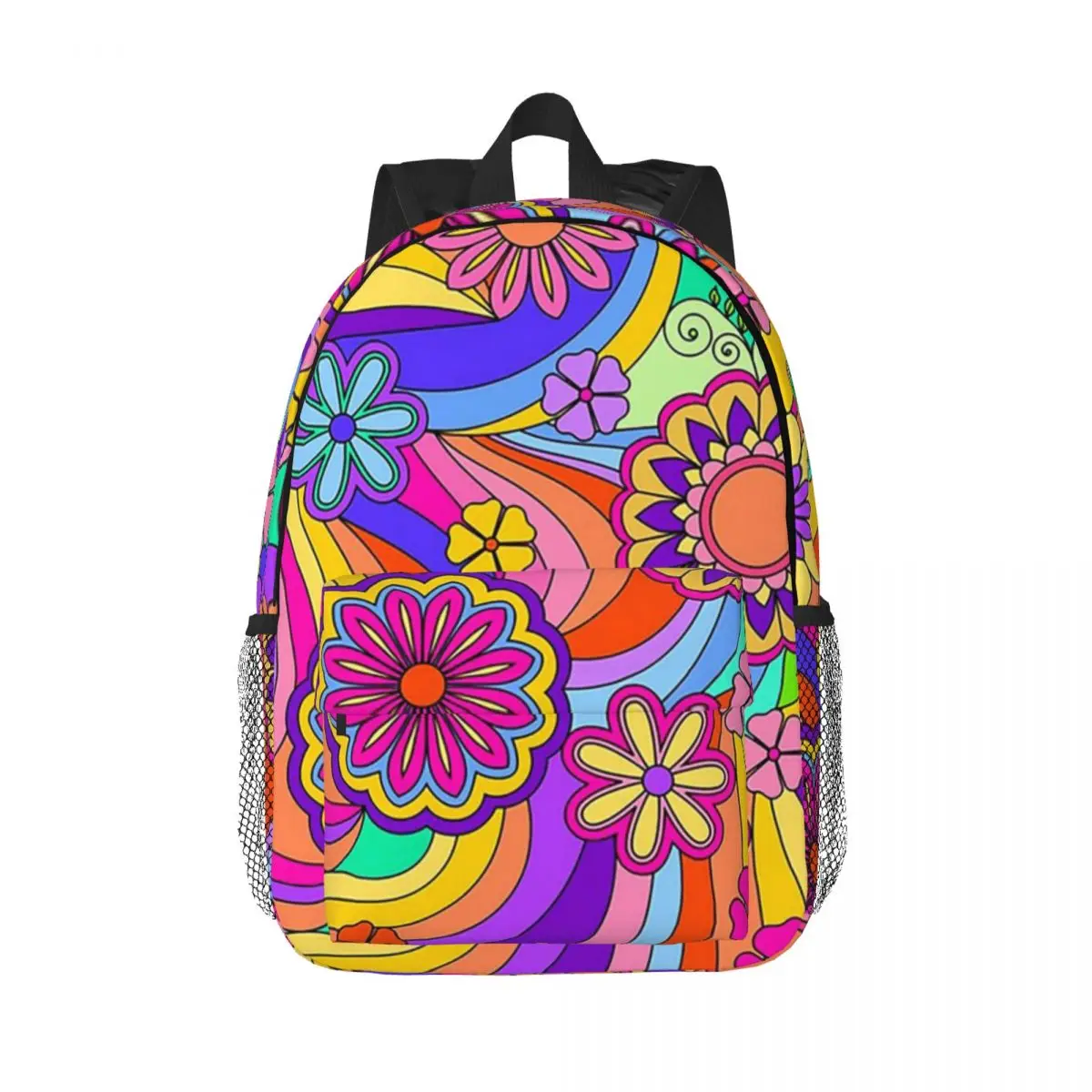 Groovy Psychedelic Flower Power Backpacks Boys Girls Bookbag Fashion Students School Bags Laptop Rucksack Shoulder Bag