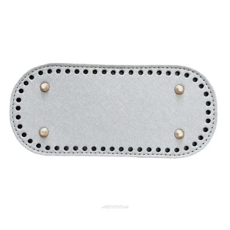 X5XA Elliptical Crochet Bag Base with PU-Look Finish, Metal Feet and Perforations