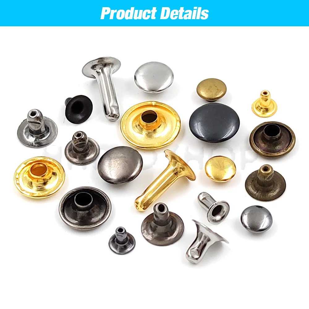 100sets 5mm-15mm Metal Round Rivet Single Cap Rivets Studs for DIY Leather Craft Bag Belt Garments Hat Shoes With Tools