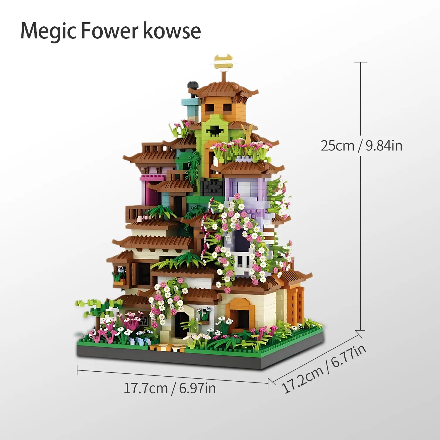 

Megic Fower Kowse Castle Building Blocks Set Creative Construction Toy Castle DIY Assembly Toy for Children