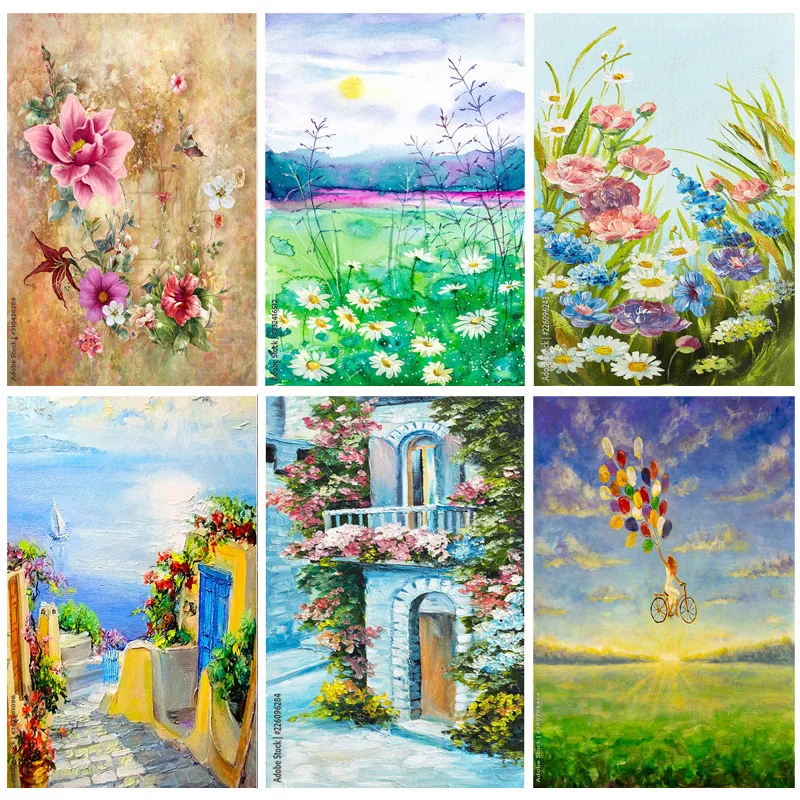 

Vintage Oil Painting Scenery Photography Backdrops Portrait Photo Background For Photo Studio Props 2242 YH-02