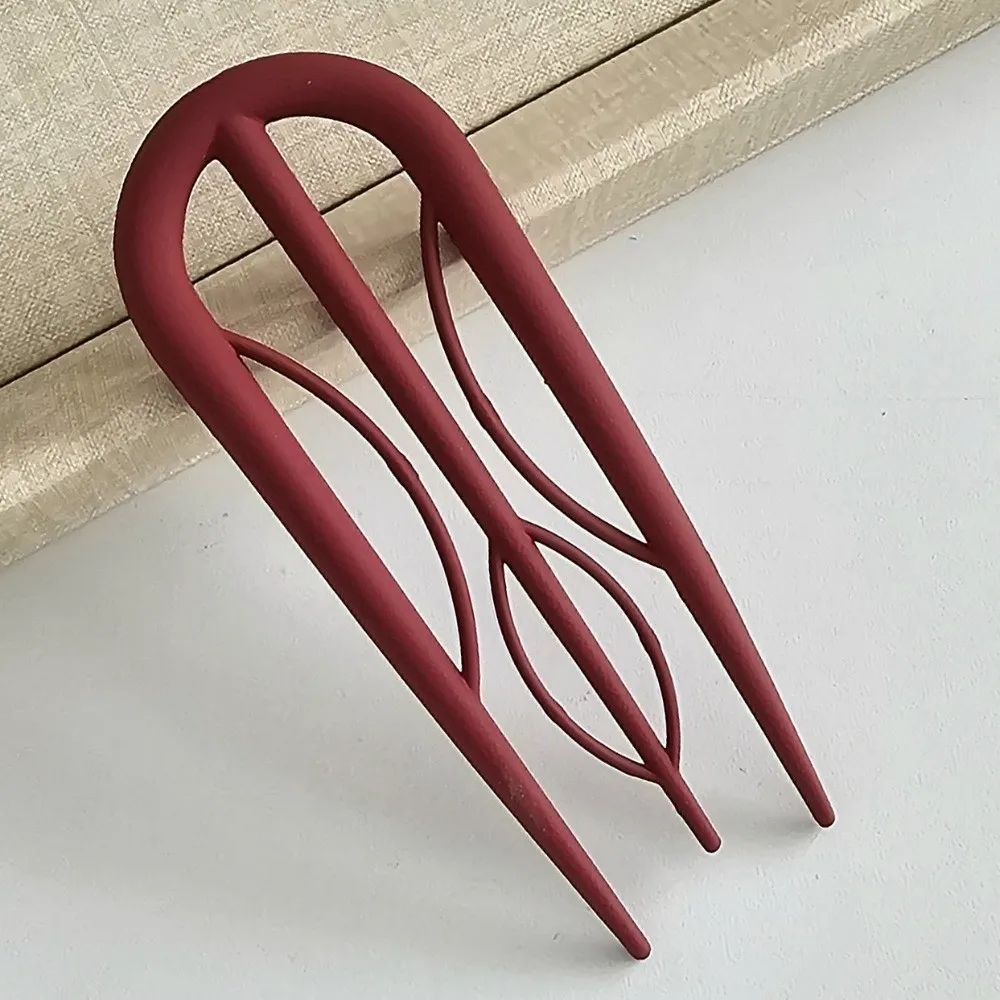 

Elegant Acetate U-shaped Hair Stick Leopard Print Multi-pronged Hair Fork Geometric Hairpin Updo Styling
