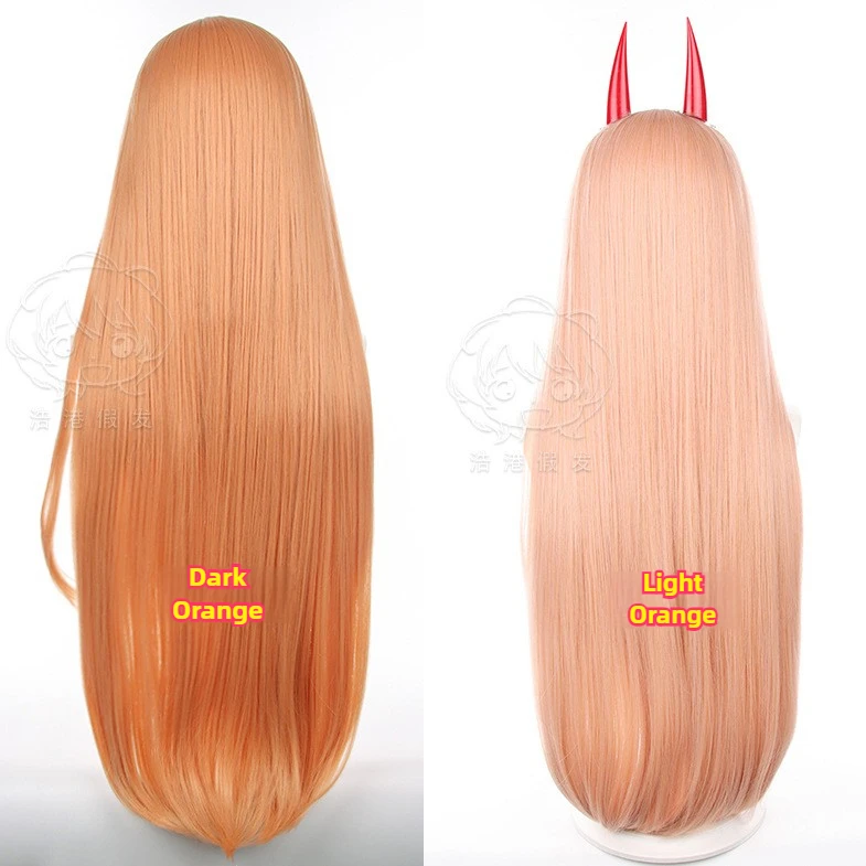 Peruki Cosplay Chainsaw Man na Halloween, pomarańczowe, długie, proste włosy dla kobiet, japońskie akcesoria do kostiumów Comic-Con, rekwizyty na imprezę