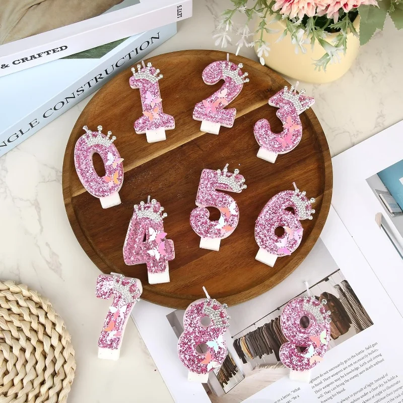 Pink Crown Birthday Candles for Birthday Parties, Anniversaries, Wedding Anniversary Decor