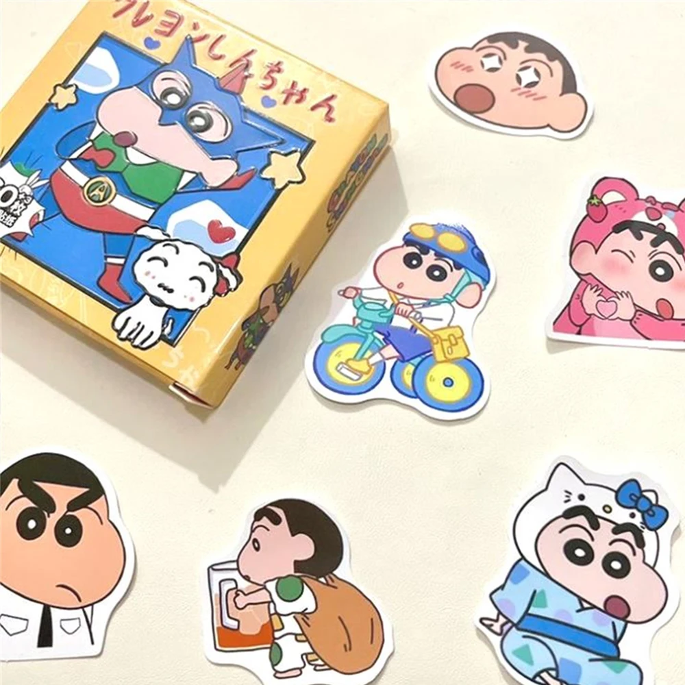 Pegatinas de dibujos animados de crayón Shin-chan para niños y niñas, 60 piezas, DIY, portátil, teléfono, diario, lindo Anime, pegatina, Juguetes