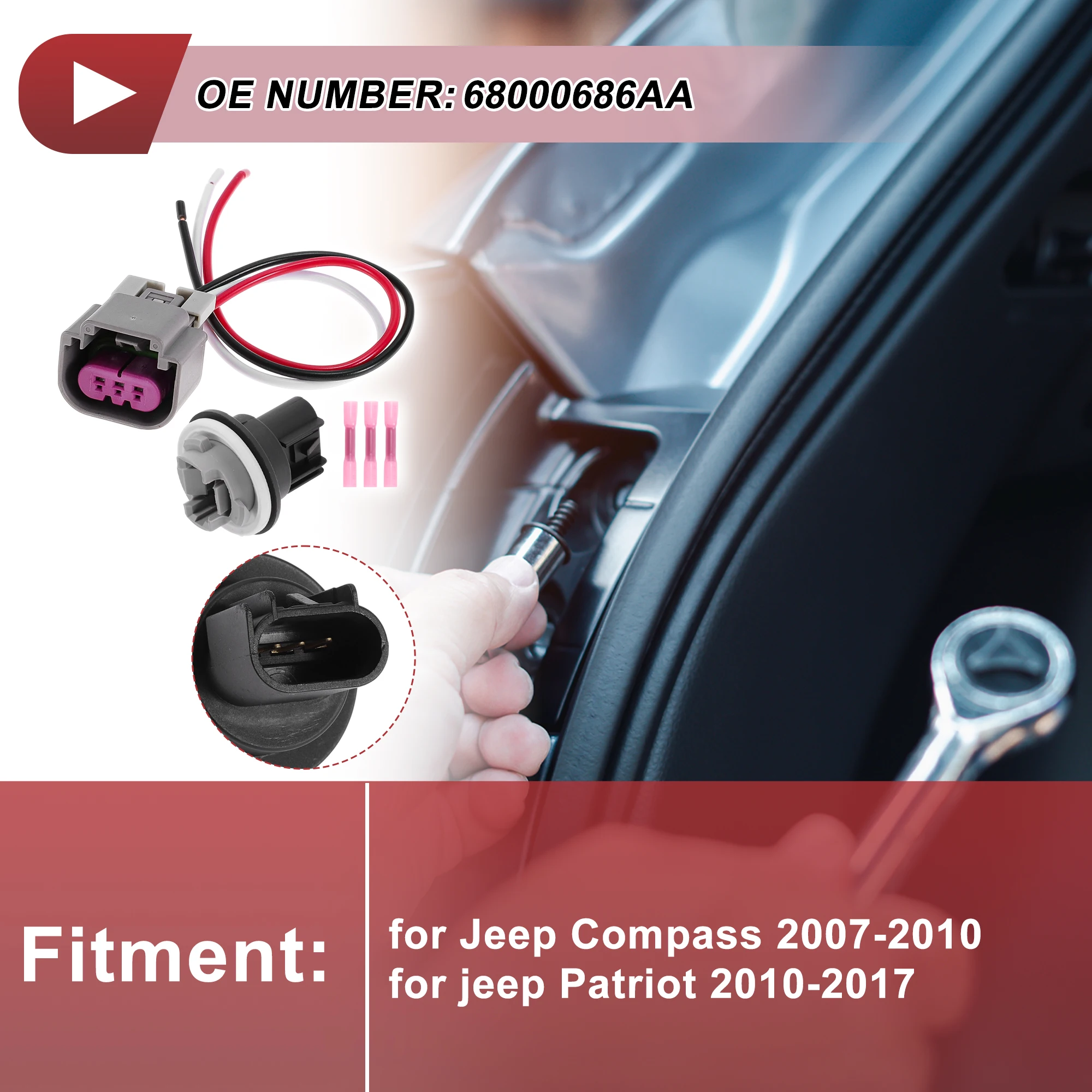 UXCELL 68000686AA Parking Light Socket Wiring for Jeep Compass 2007-2010