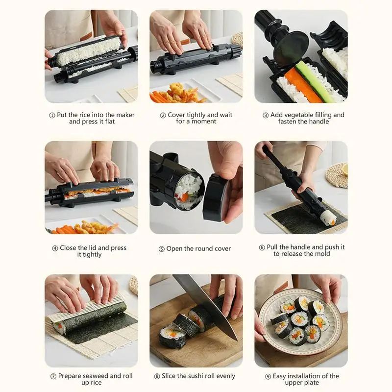 Bazooka-Machine à Sushi Rapide, Moule à Riz Japonais, pour Rouler Légumes et Viande, DIY
