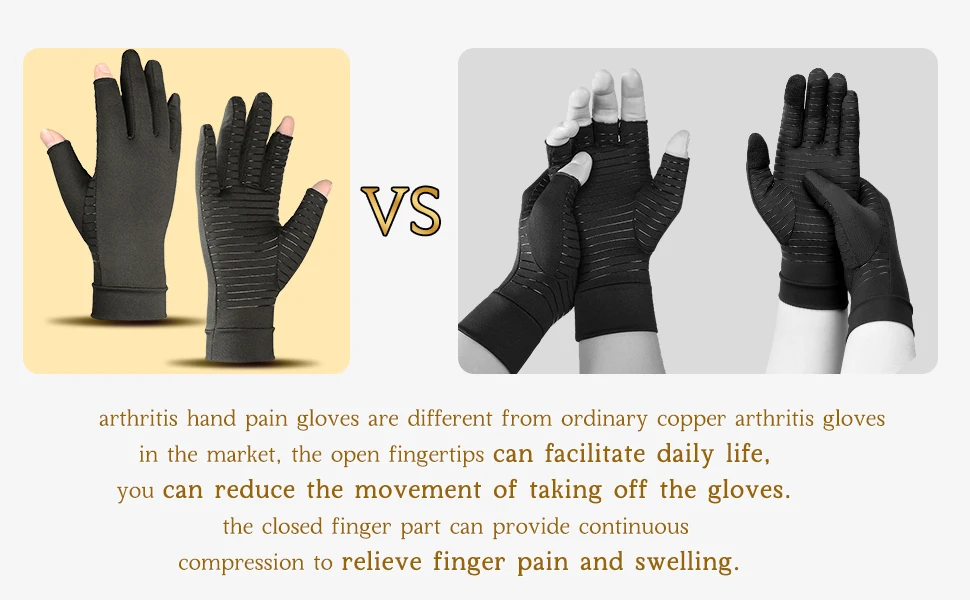 1Pair Copper Arthritis Gloves for Hand Pain Relief, Rheumatoid Osteoarthritis, Swelling, Carpal Tunnel, Compression Gloves