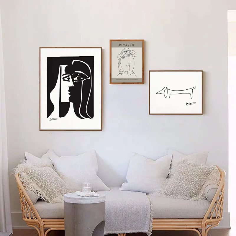 Vintage Picasso Poster Kiss Dog Abstract Decorative Prints Interior Canvas Painting Wall Art Picture Home Living Room Decoration