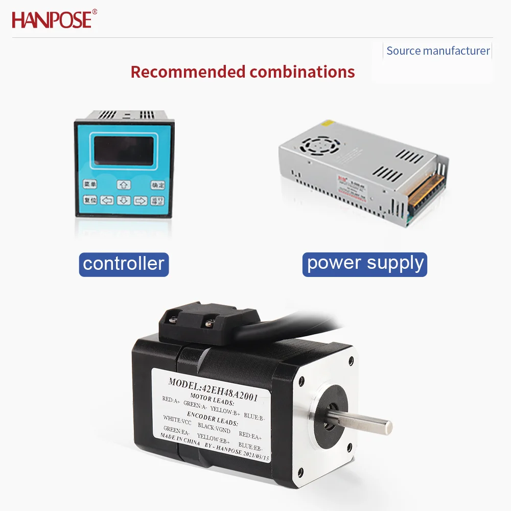 

Шаговый двигатель с замкнутым контуром NEMA17 42EH48A2001 2.5A 2.25V, считывание координат в реальном времени, без потери шагов, стабильная работа