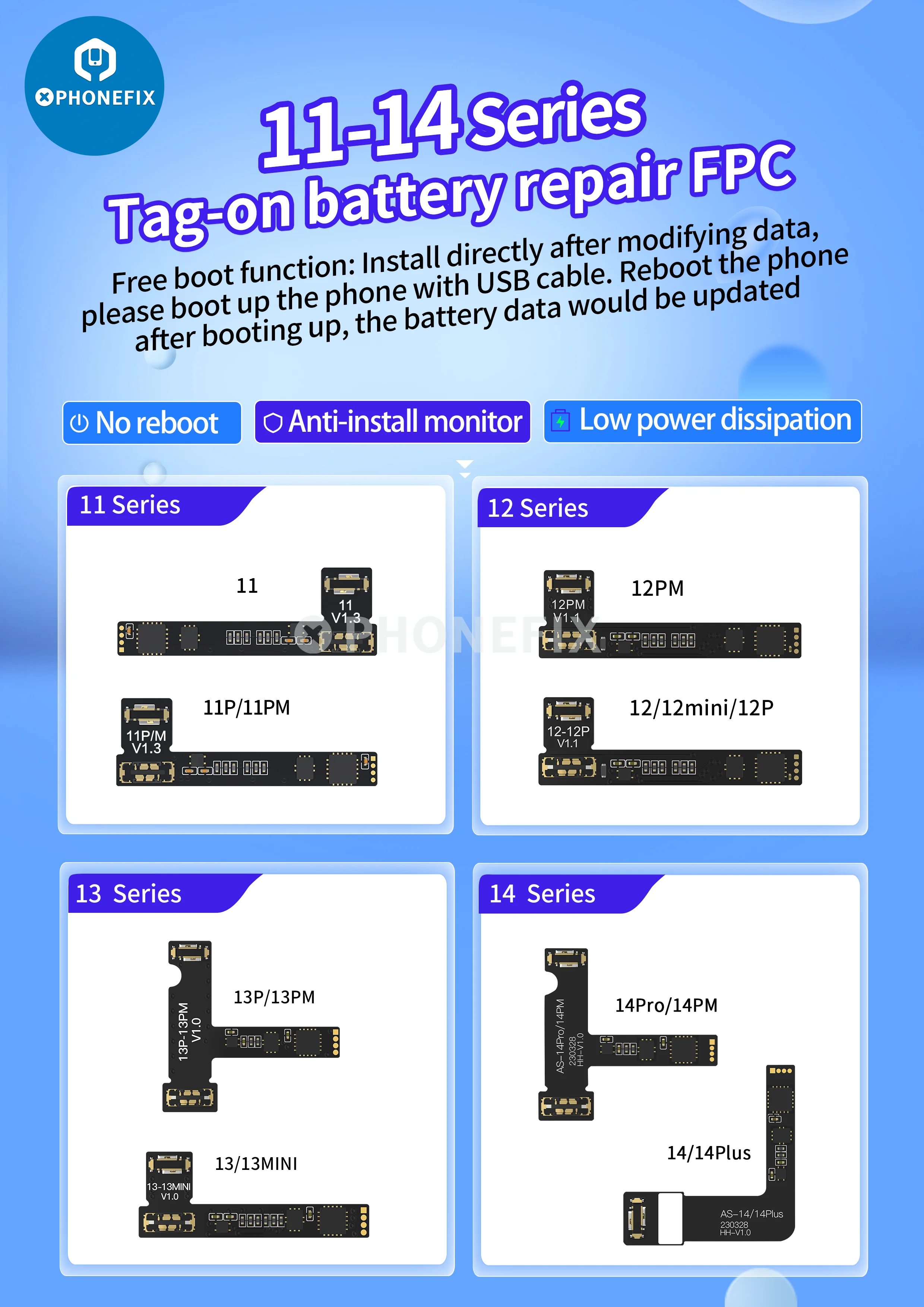 Aweshine FC01 programmatore di riparazione della batteria a matrice di punti per iPhone X a 14Pro Max Face ID per strumento di sostituzione Non rimozione Flex JC-ID