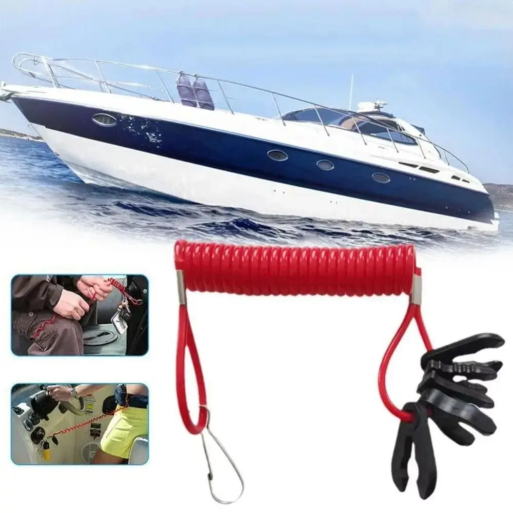 TPU Boat Kill Lanyard Elastic Braided Rope Quick Pull Shutoff Outboard Safety Rope Nylon Material Breakaway Structure