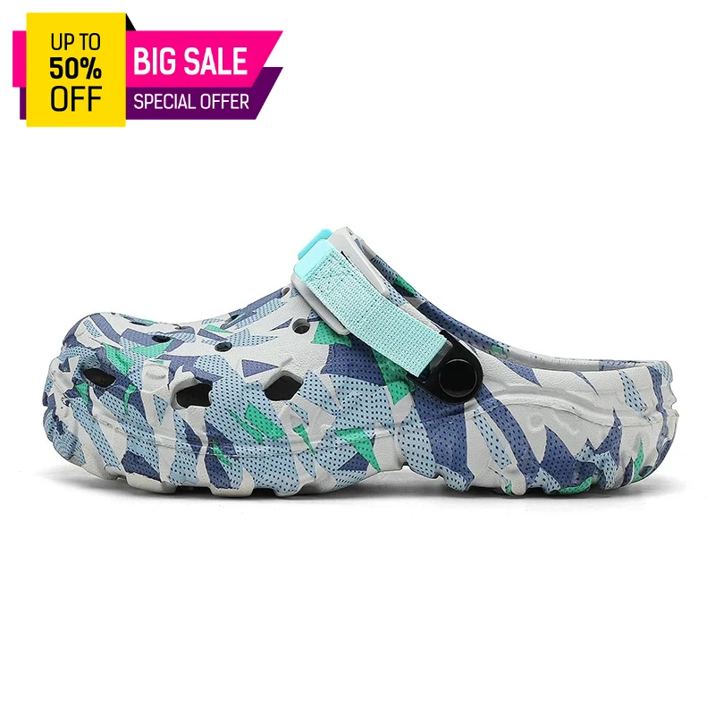 

Новые мужские сабо-шлепанцы 2026 года, сандалии для сада, мужские камуфляжные сандалии на плоской подошве, мужские кроссовки, уличные шлепанцы, домашние сабо
