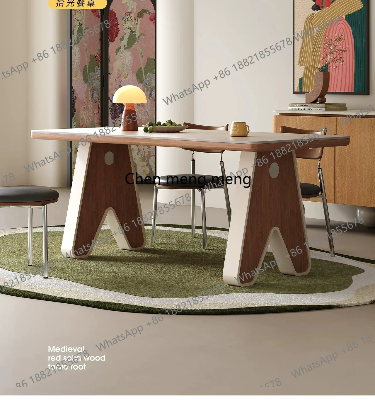 

Slate dining table Chinese antique restaurant Home long table Solid wood designer Nordic dining table and chair combination