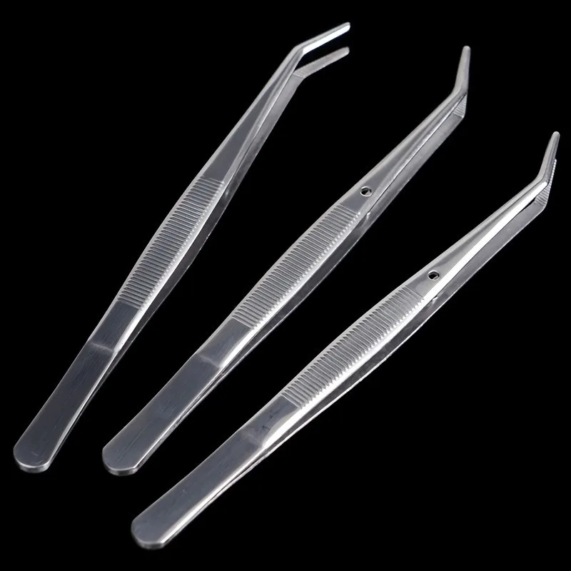 1/3pcs Precision Stainless Steel Tweezers Set,Multifunctional Stainless Steel Tweezers with Curved Serrated Tips Dental tools