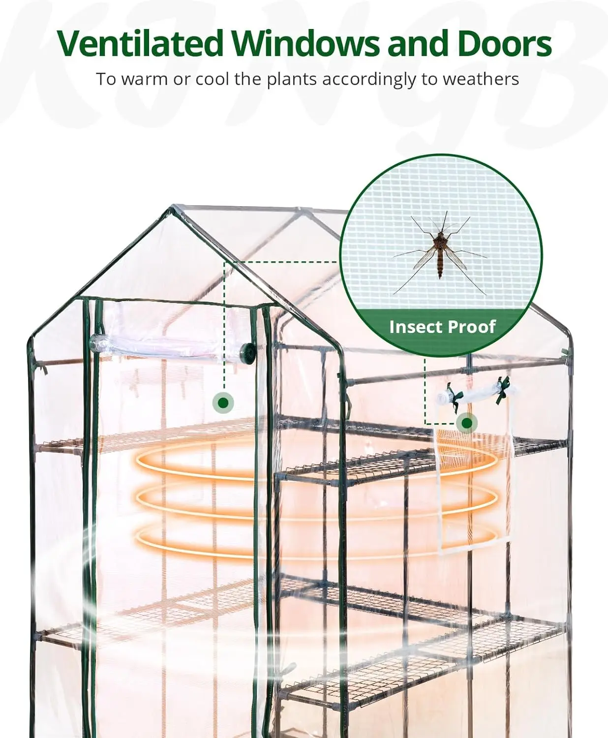 Upgraded Walk-in Greenhouse for Outdoors, Thickened PE Cover&Heavy Duty Powder-Coated Steel,Zippered Mesh Door & Screen Windows