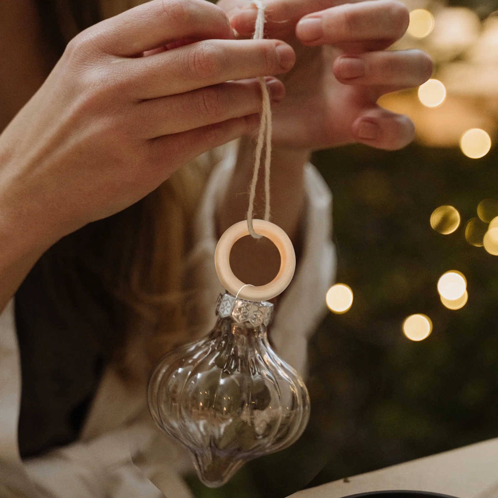 

30Pcs Wood Rings for DIY Crafts Unfinished Wooden Hoops Natural Material for Home Decor Furniture Ornament Window Hanging