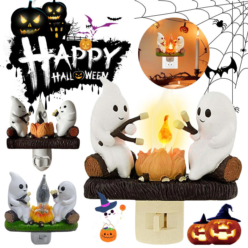 

Halloween Ghost Bonfire twinkling night light 3D LED campfire night light Halloween interior decoration room cute decoration