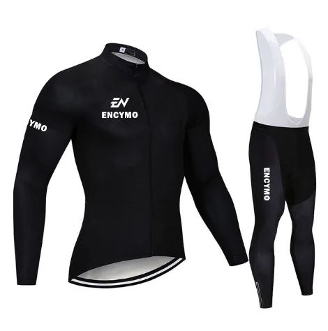 Pro Team Long Sleeve Cycling Jersey Set Bib Pants Ropa Ciclismo Bicycle Clothing MTB Bike  Uniform Men Clothes ENCYMO