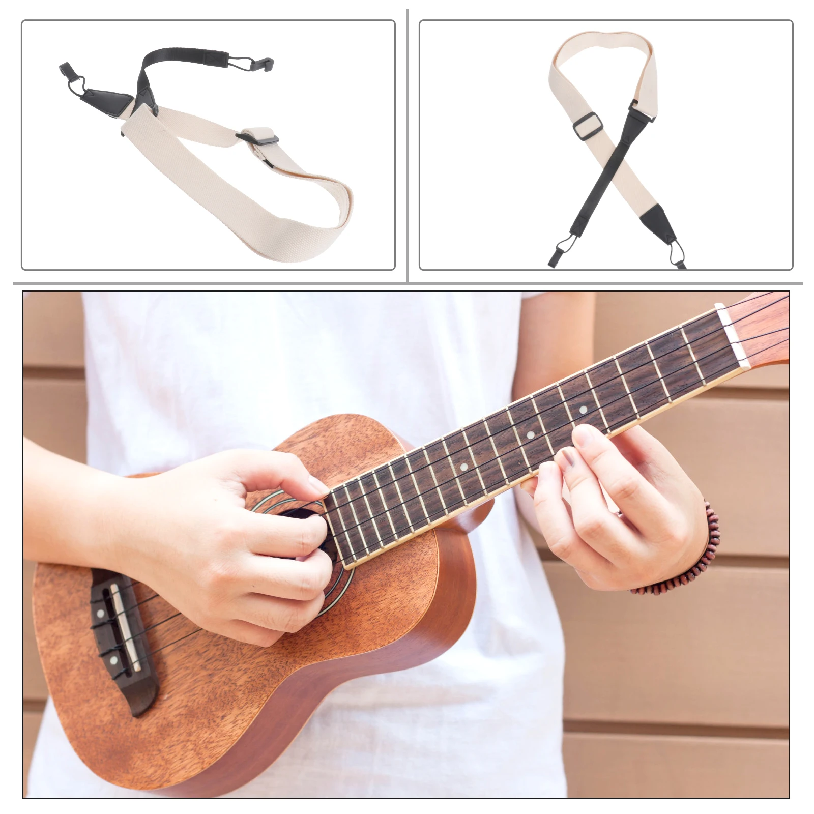 

Ukulele Strap Hawaiian Guitar Neck Belt Durable Simple Practical Long Lasting Ukulele Bass Strap Universal Buttons B