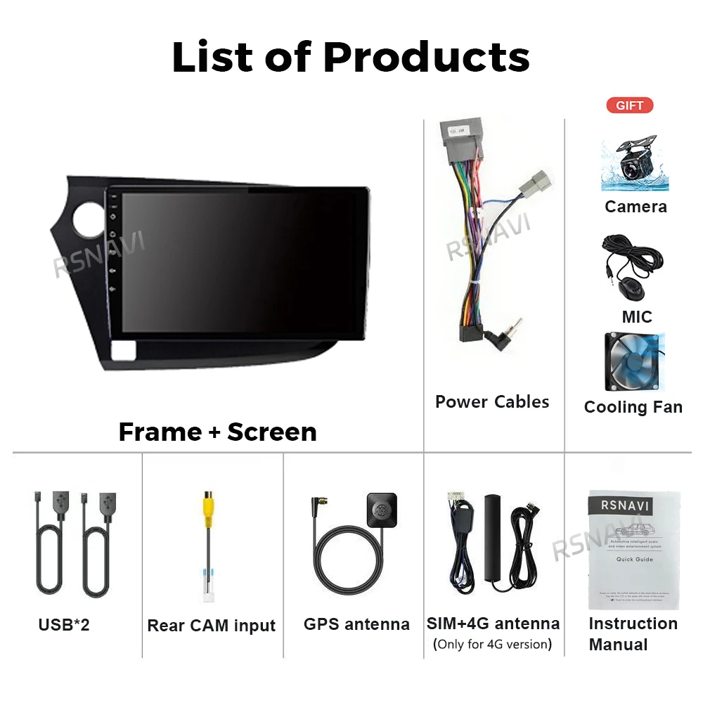 Android 16 Carplay Car Radio For HONDA INSIGHT 2009 2010 - 2014 Navigation GPS Multimedia Player Stereo WiFi video auto BT DSP