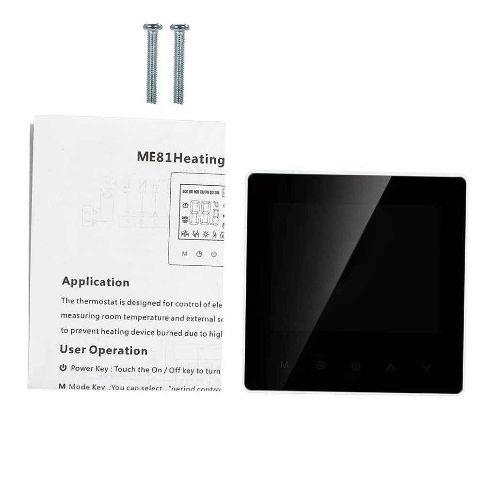 

Умный термостат, соответствующий воду, сенсорный ЖК-дисплей, дизайн одной лица, встроенный датчик пола, функция памяти, регулятор температуры