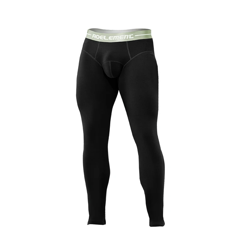 Men's Single Thick Fleece Lined Thermal Pants, Slim Fit Warm Base Layer Long Johns, Winter Cotton Thermal Underwear Pants