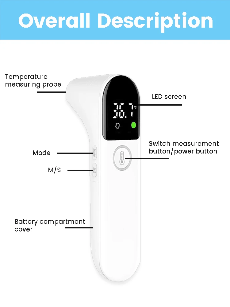 LED Contactless Infrared Thermometer Digital Electronic Ear Forehead Termómetro Infrarojo Medical Outdoor Home Body Thermometer