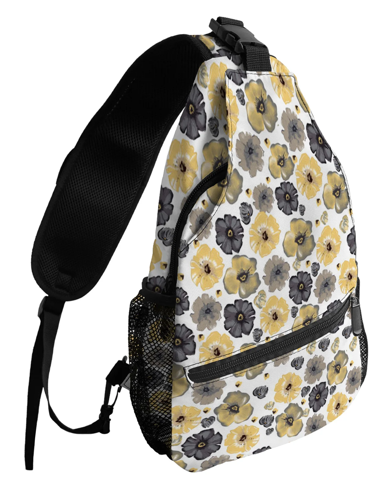 Bolsa de peito impermeável para homens e mulheres, grande flor, aquarela, casual, esportiva, bolsa de ombro, viagem, bolsa mensageiro