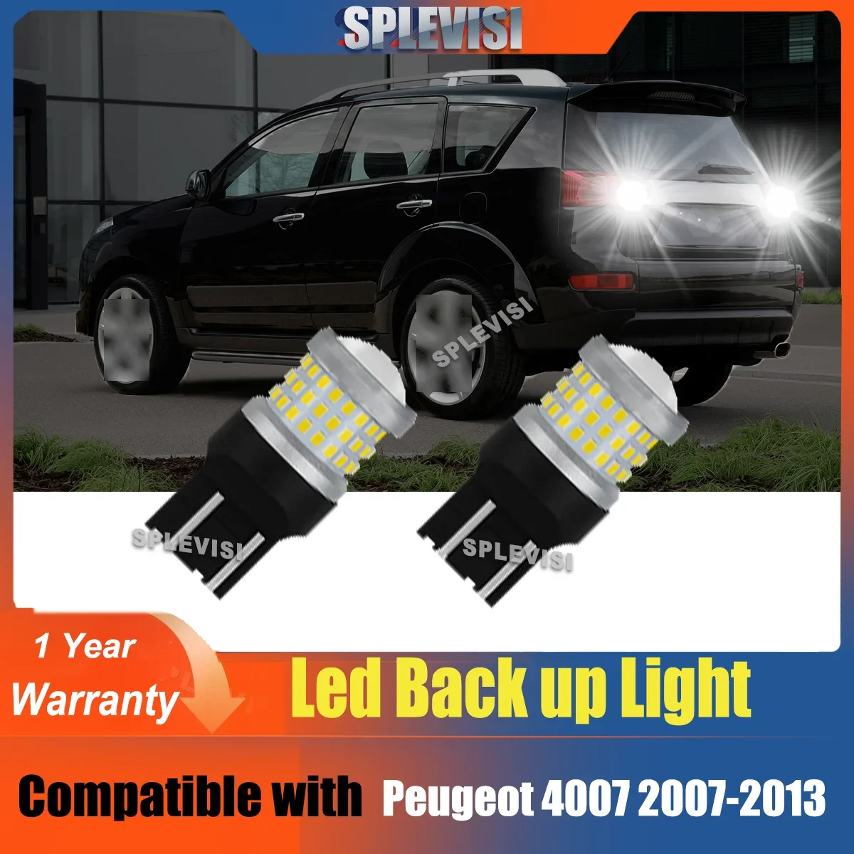 2x 7440 7443 6000K White LED Back Up Reverse Lights IP68 DC12V Upgrade FIT For Peugeot 4007 2007-2013 2008 2009 2010 2011 2012