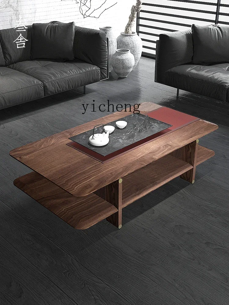 i10.12-New Chinese Tea Table Black Walnut Solid Wood Home Living Room Modern Tea Table